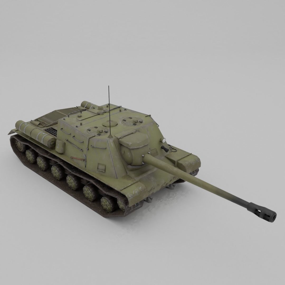 ISU-122s Tank destroyer Low-poly 3D model_6
