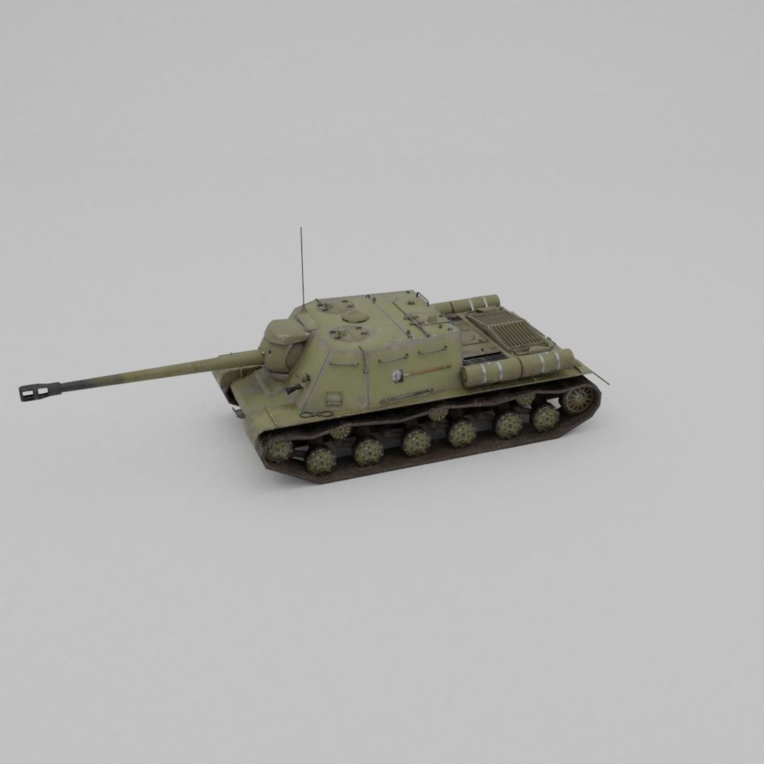 ISU-122s Tank destroyer Low-poly 3D model_28