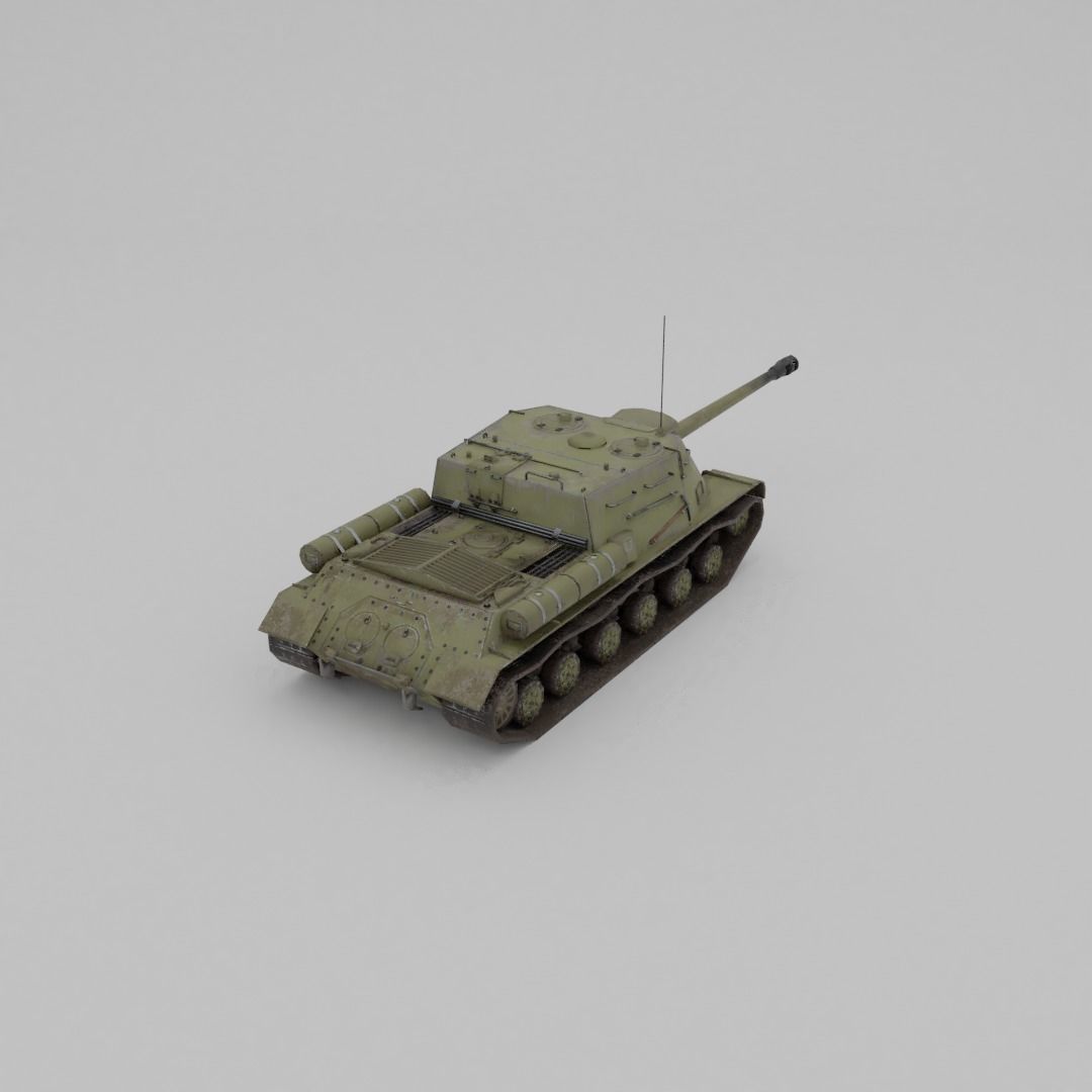 ISU-122s Tank destroyer Low-poly 3D model_22