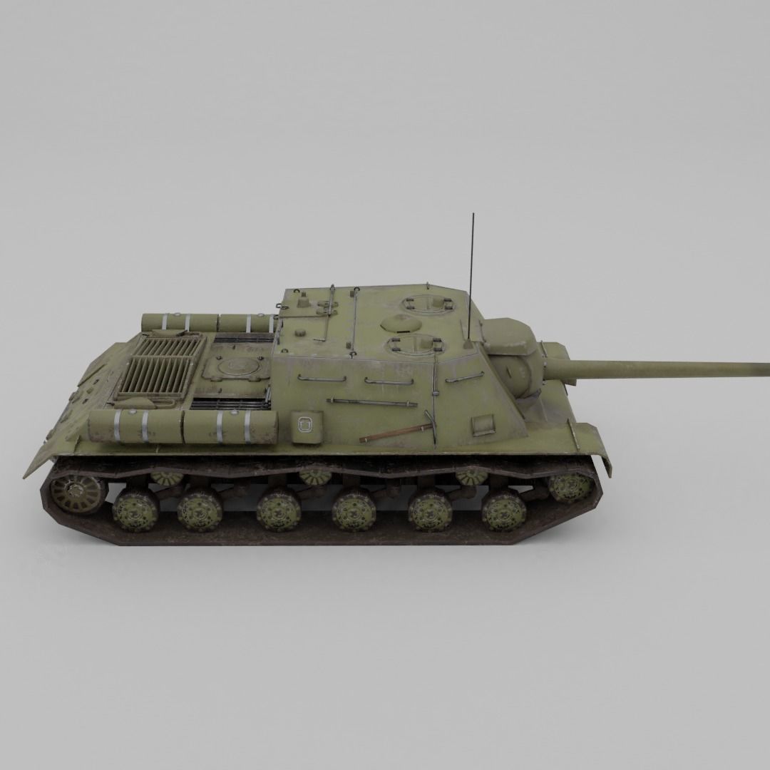 ISU-122s Tank destroyer Low-poly 3D model_8