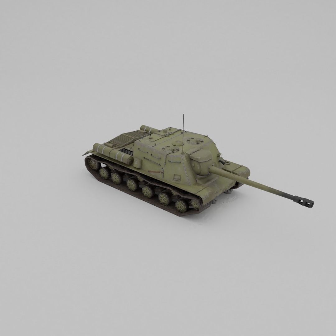 ISU-122s Tank destroyer Low-poly 3D model_18
