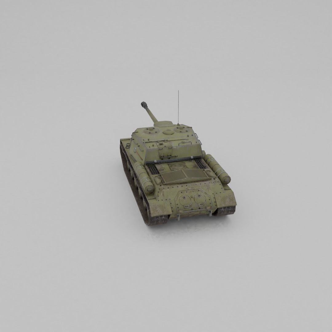 ISU-122s Tank destroyer Low-poly 3D model_24