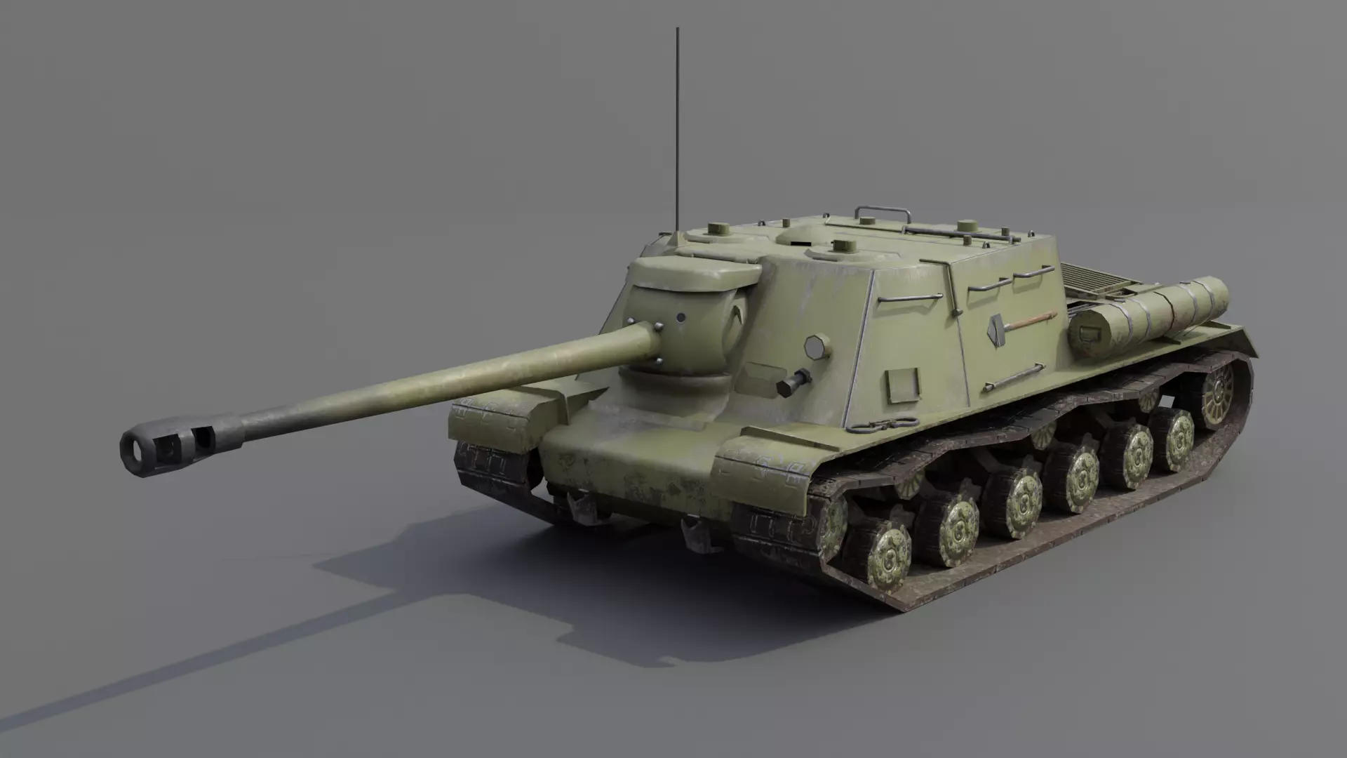 ISU-122s Tank destroyer Low-poly 3D model_0