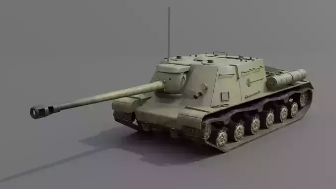 ISU-122s Tank destroyer Low-poly 3D model