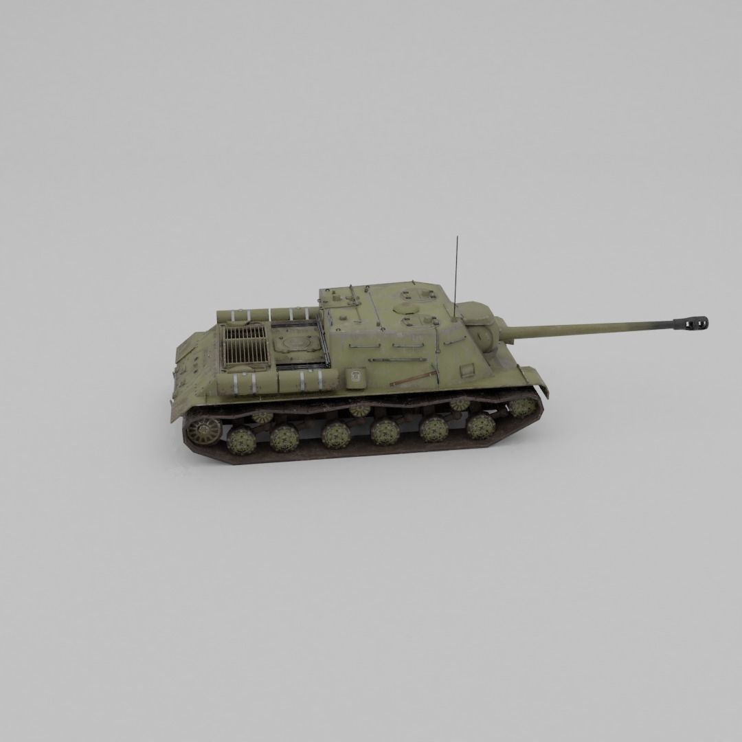 ISU-122s Tank destroyer Low-poly 3D model_20