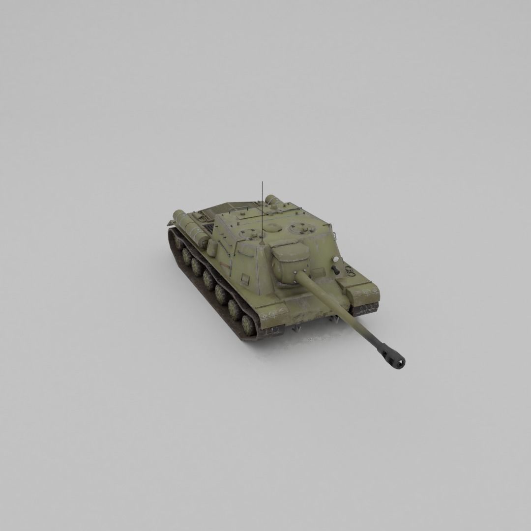 ISU-122s Tank destroyer Low-poly 3D model_17