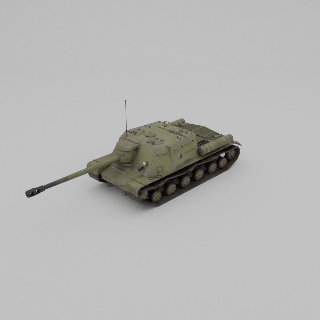 ISU-122s Tank destroyer Low-poly 3D model_29