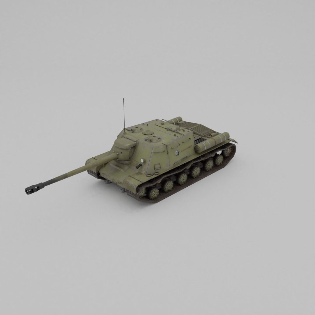 ISU-122s Tank destroyer Low-poly 3D model_14