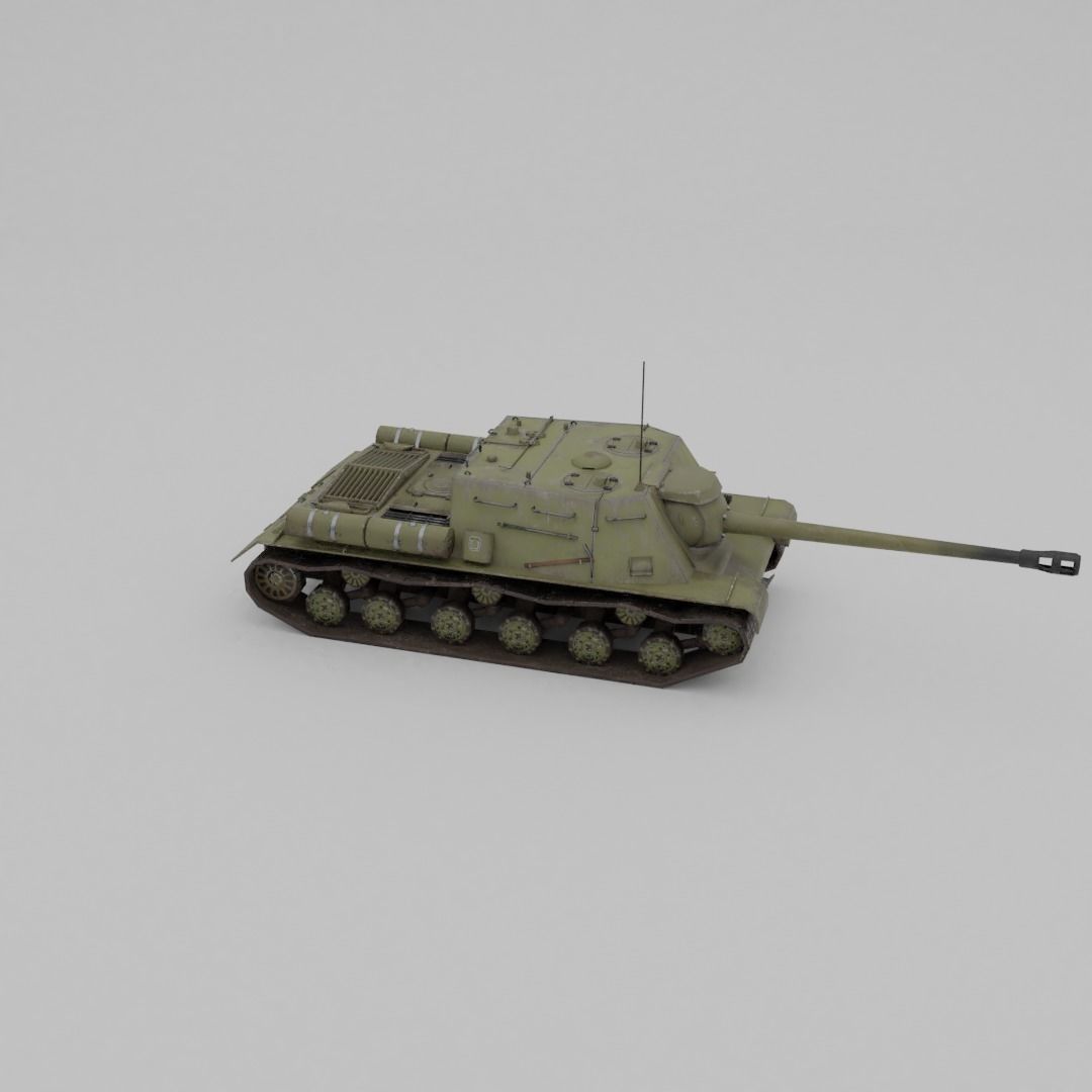 ISU-122s Tank destroyer Low-poly 3D model_19