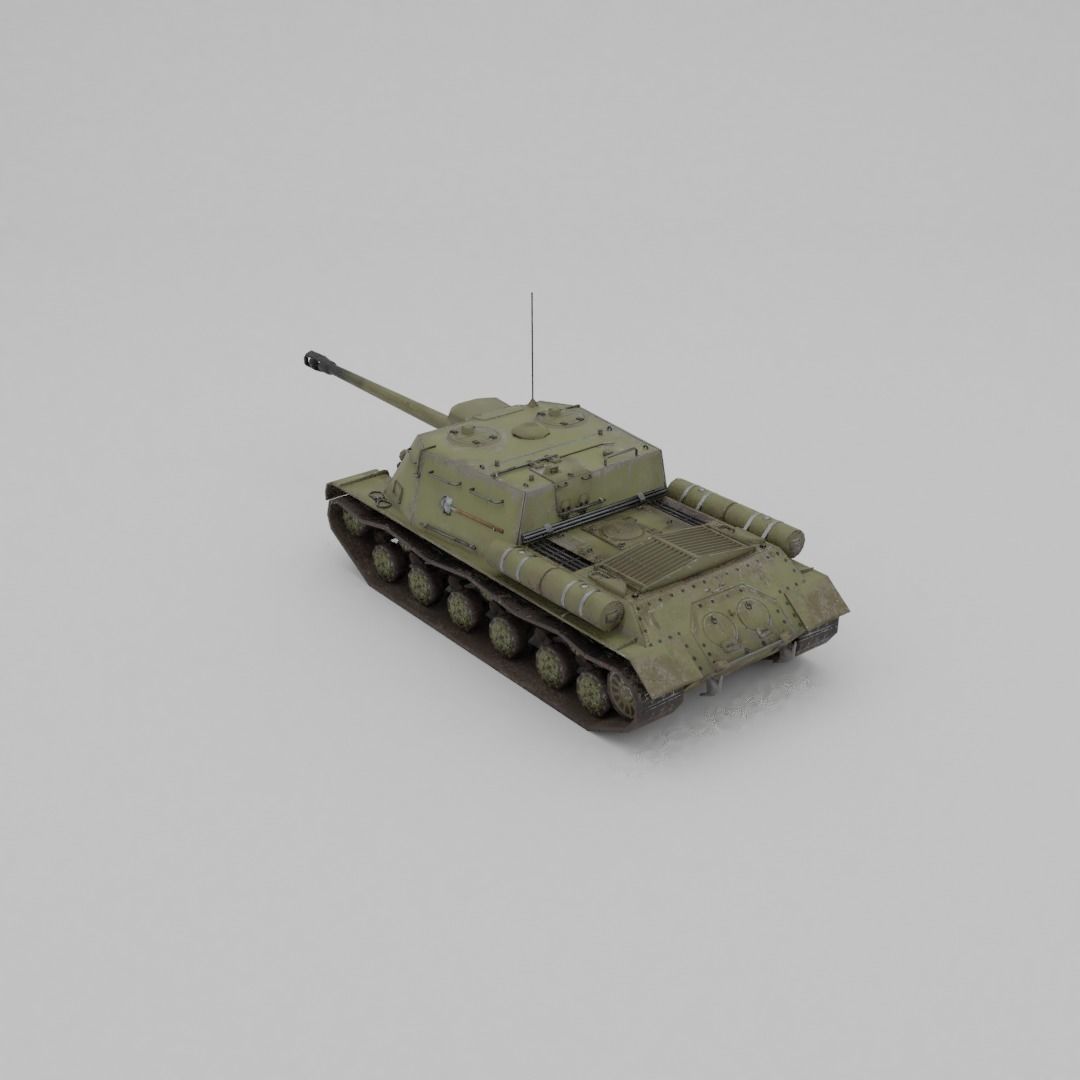 ISU-122s Tank destroyer Low-poly 3D model_25