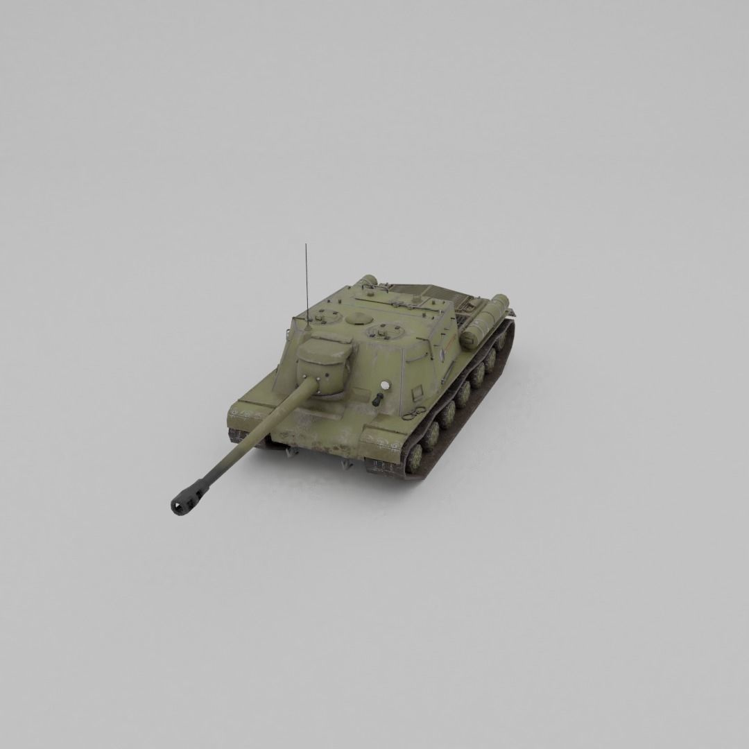 ISU-122s Tank destroyer Low-poly 3D model_15