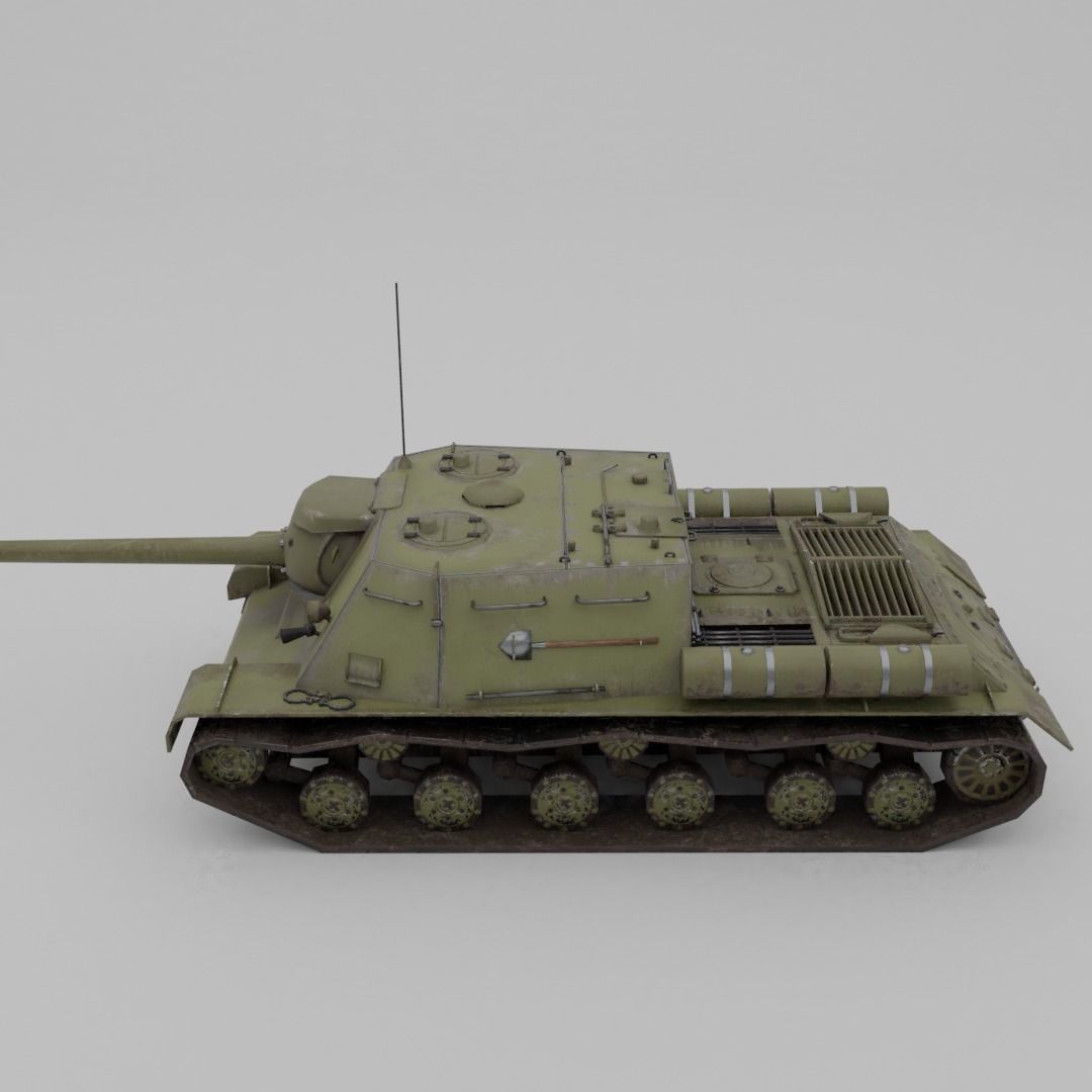 ISU-122s Tank destroyer Low-poly 3D model_13