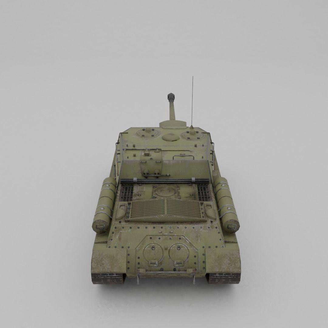 ISU-122s Tank destroyer Low-poly 3D model_11