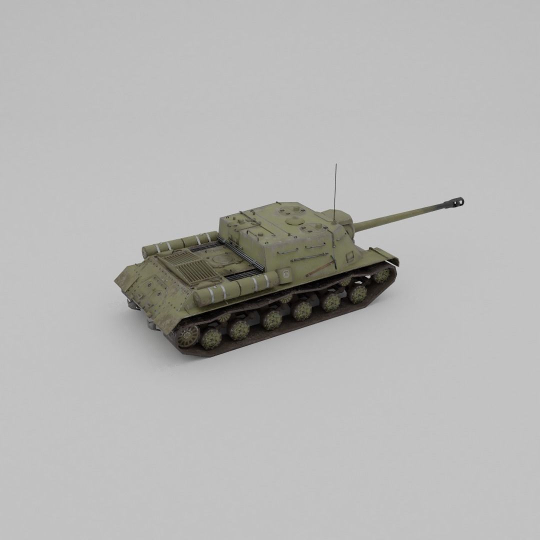 ISU-122s Tank destroyer Low-poly 3D model_21