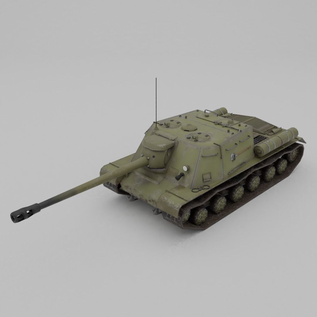 ISU-122s Tank destroyer Low-poly 3D model_2