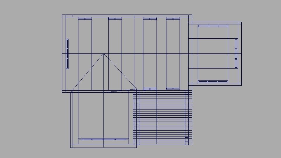 Suburban House Low-poly 3D model_9