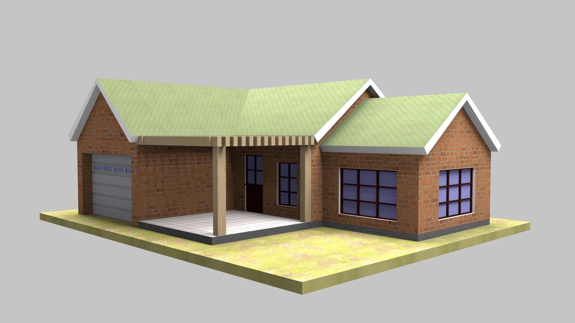 Suburban House Low-poly 3D model_5