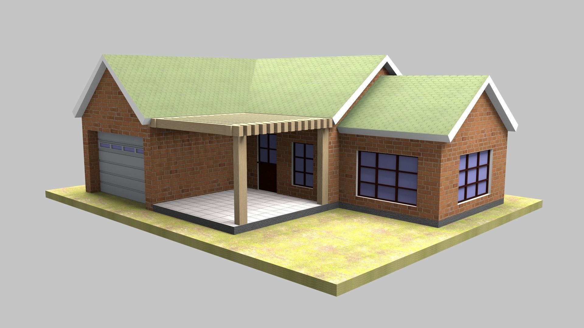 Suburban House Low-poly 3D model_7