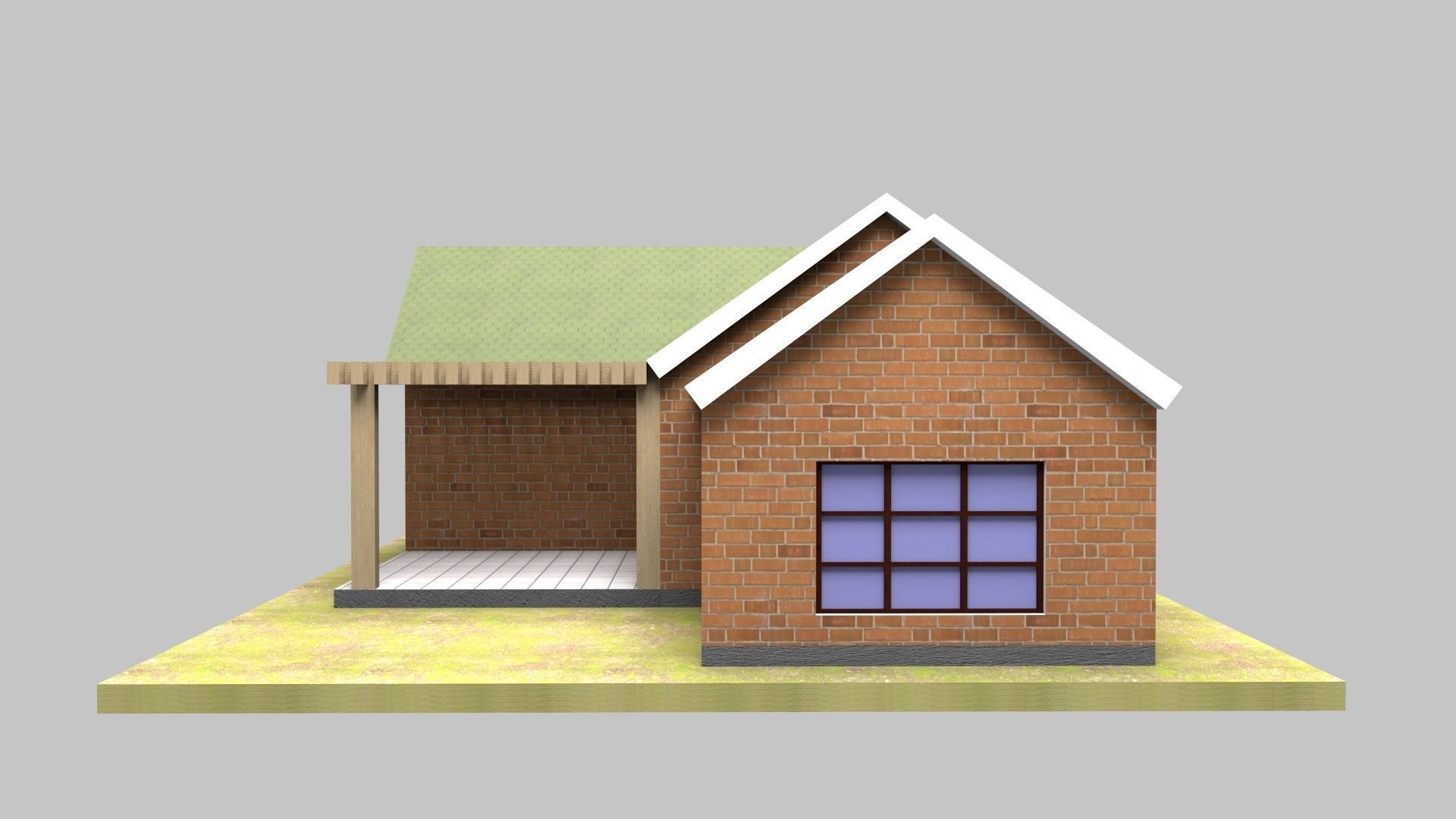 Suburban House Low-poly 3D model_4