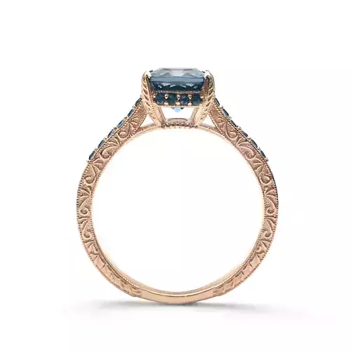 3DM Format Art deco cushion cut diamond engagement ring 3D print model