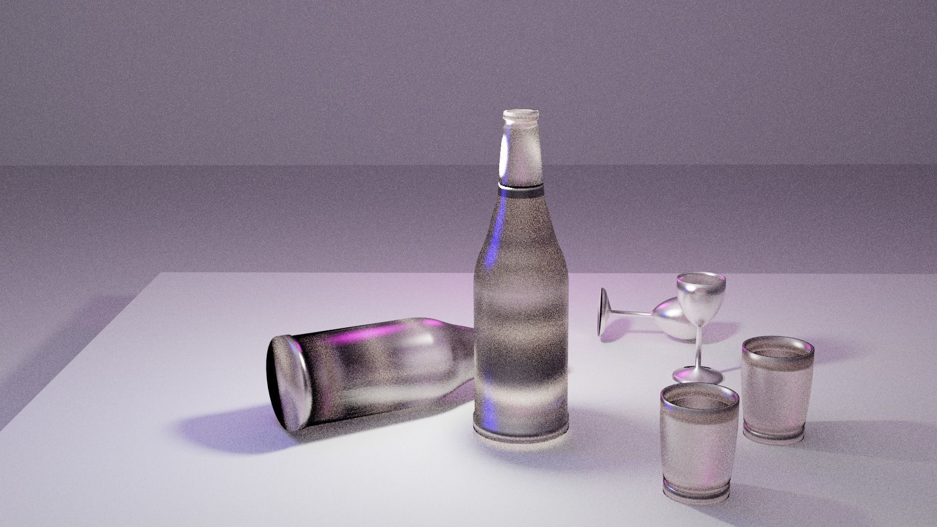 wine glasses and bottel 3D model_3