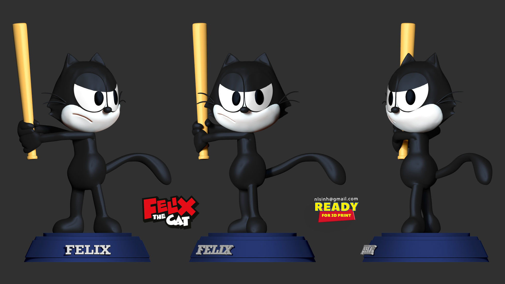 Felix the Cat 3D print model_2