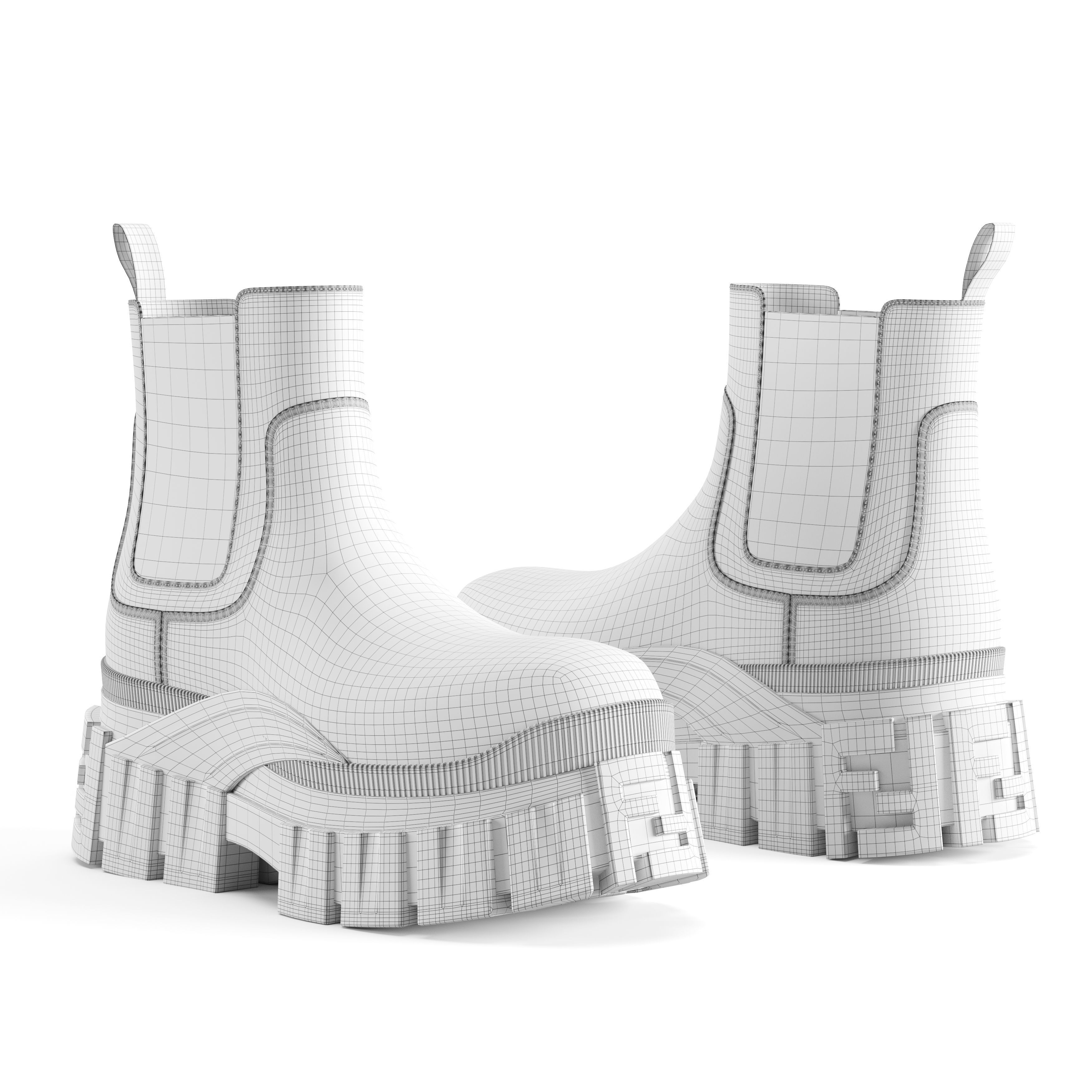 Fendi Force Chelsea boots Low-poly 3D model_6