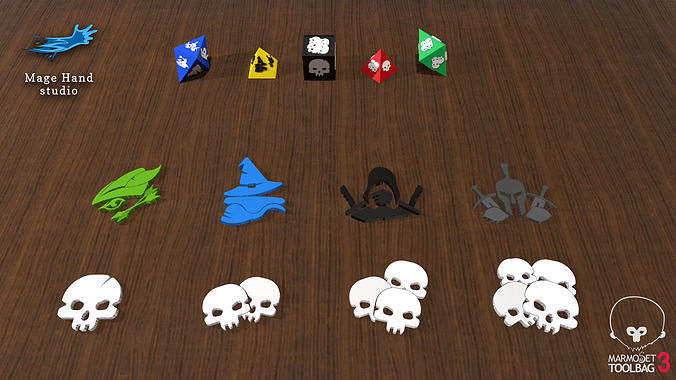 Frp characters and dices 3D print model