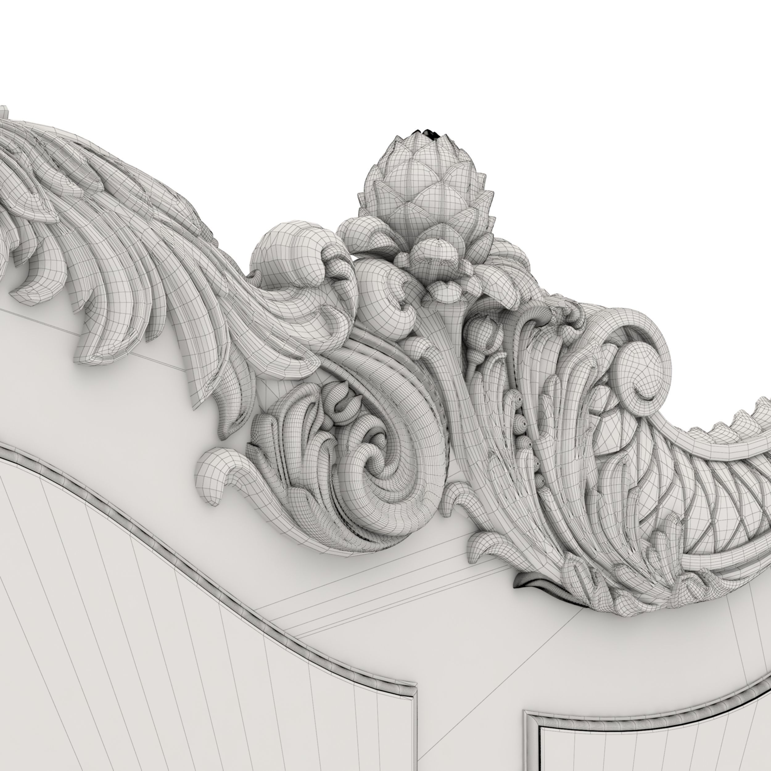 Bed Ornament Frame 5 - For CNC and Interior 3D model_4