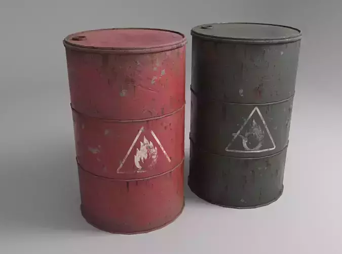 Rusty Fuel Barrels - Low Poly PBR