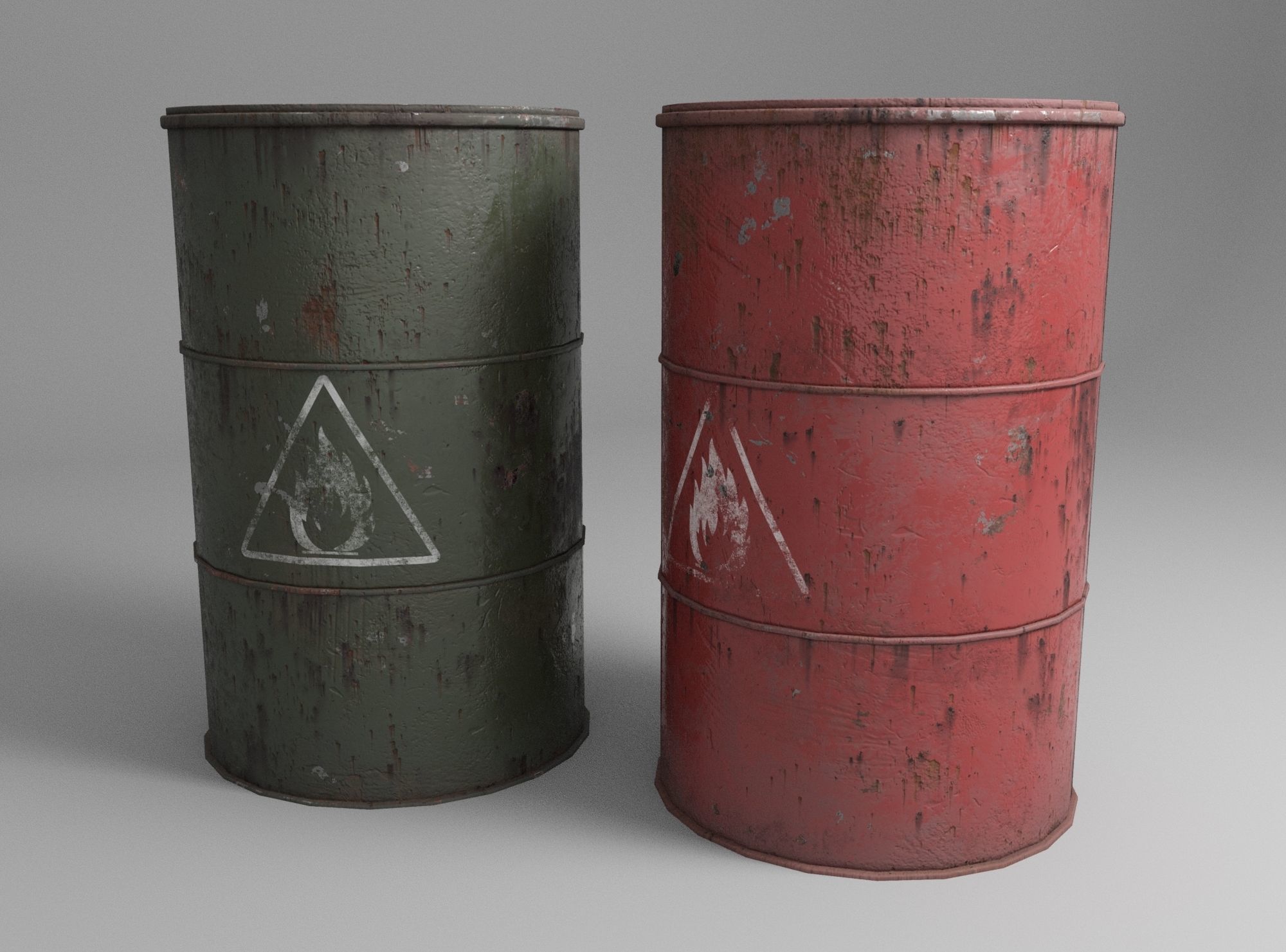 Rusty Fuel Barrels - Low Poly PBR Low-poly 3D model_2