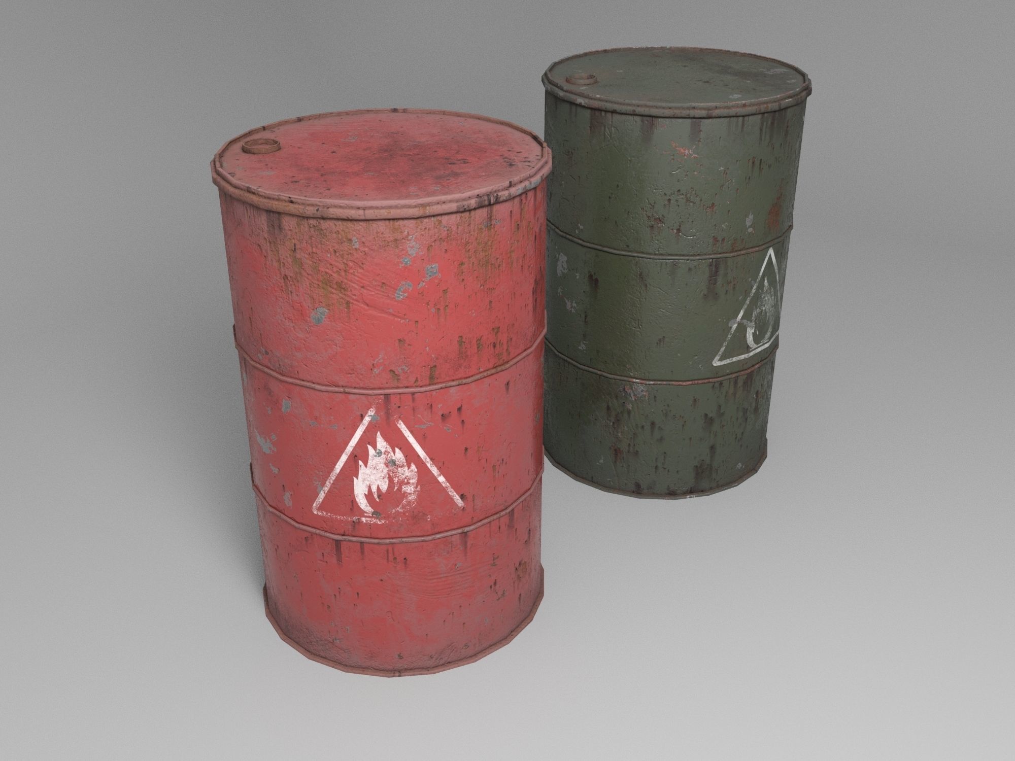 Rusty Fuel Barrels - Low Poly PBR Low-poly 3D model_3