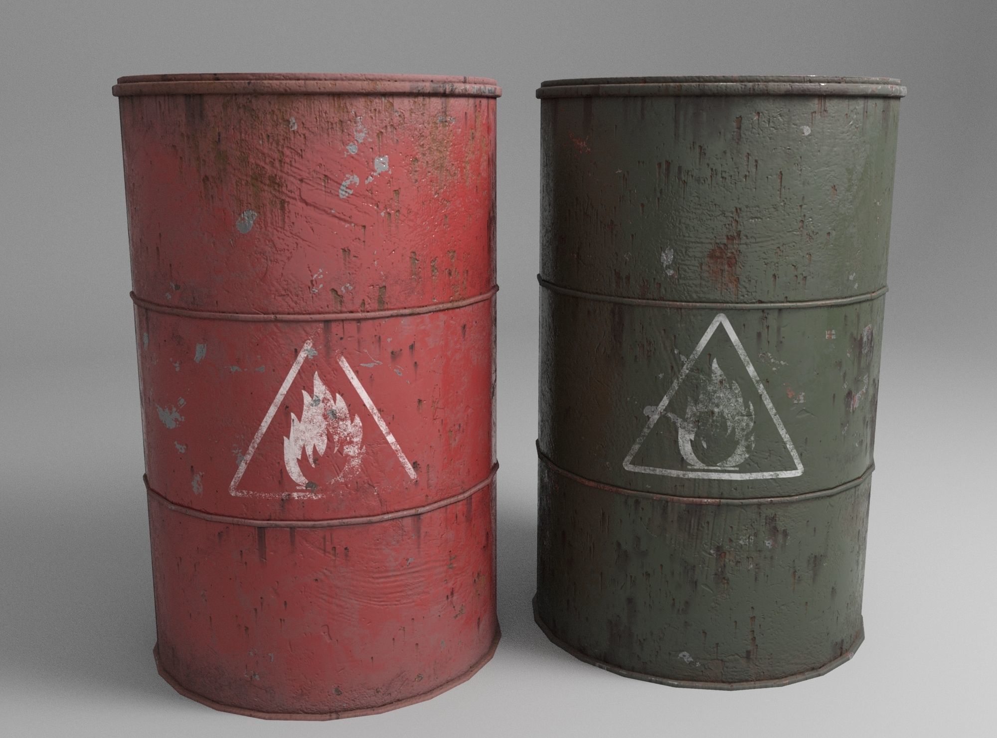 Rusty Fuel Barrels - Low Poly PBR Low-poly 3D model_1