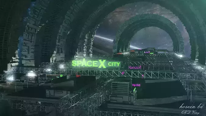 spaceX city station 3D model