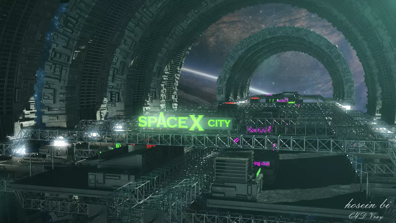 spaceX city station 3D model