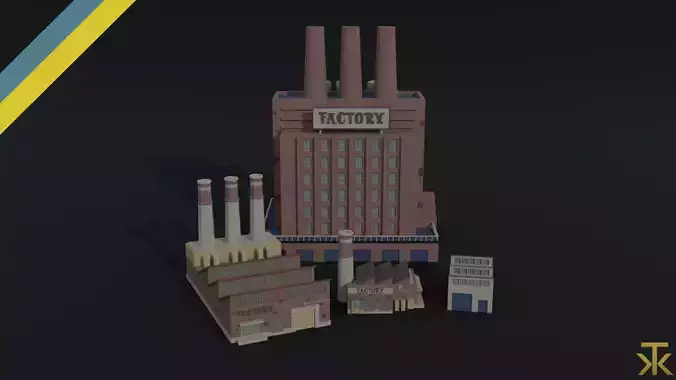 Cartoon factories Polygonal Style