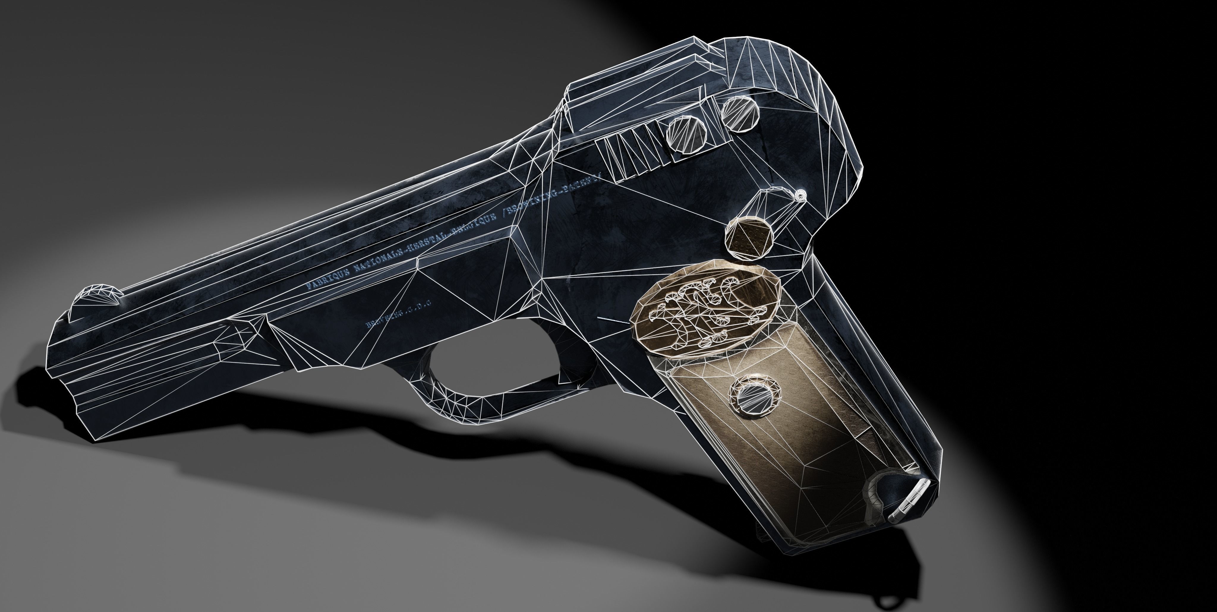 Browning FN M1900 Pistol Low-poly 3D model_4