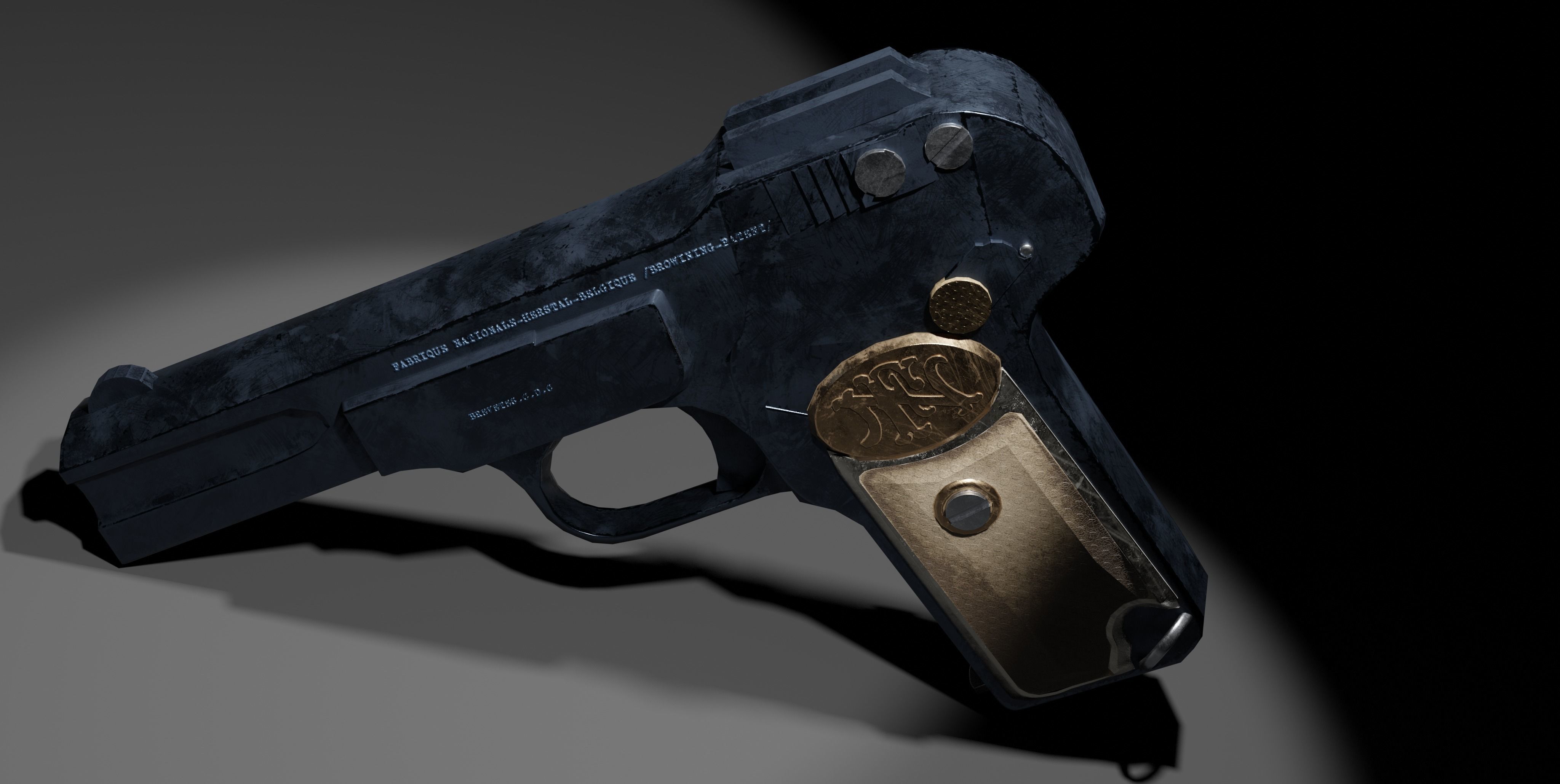 Browning FN M1900 Pistol Low-poly 3D model_3
