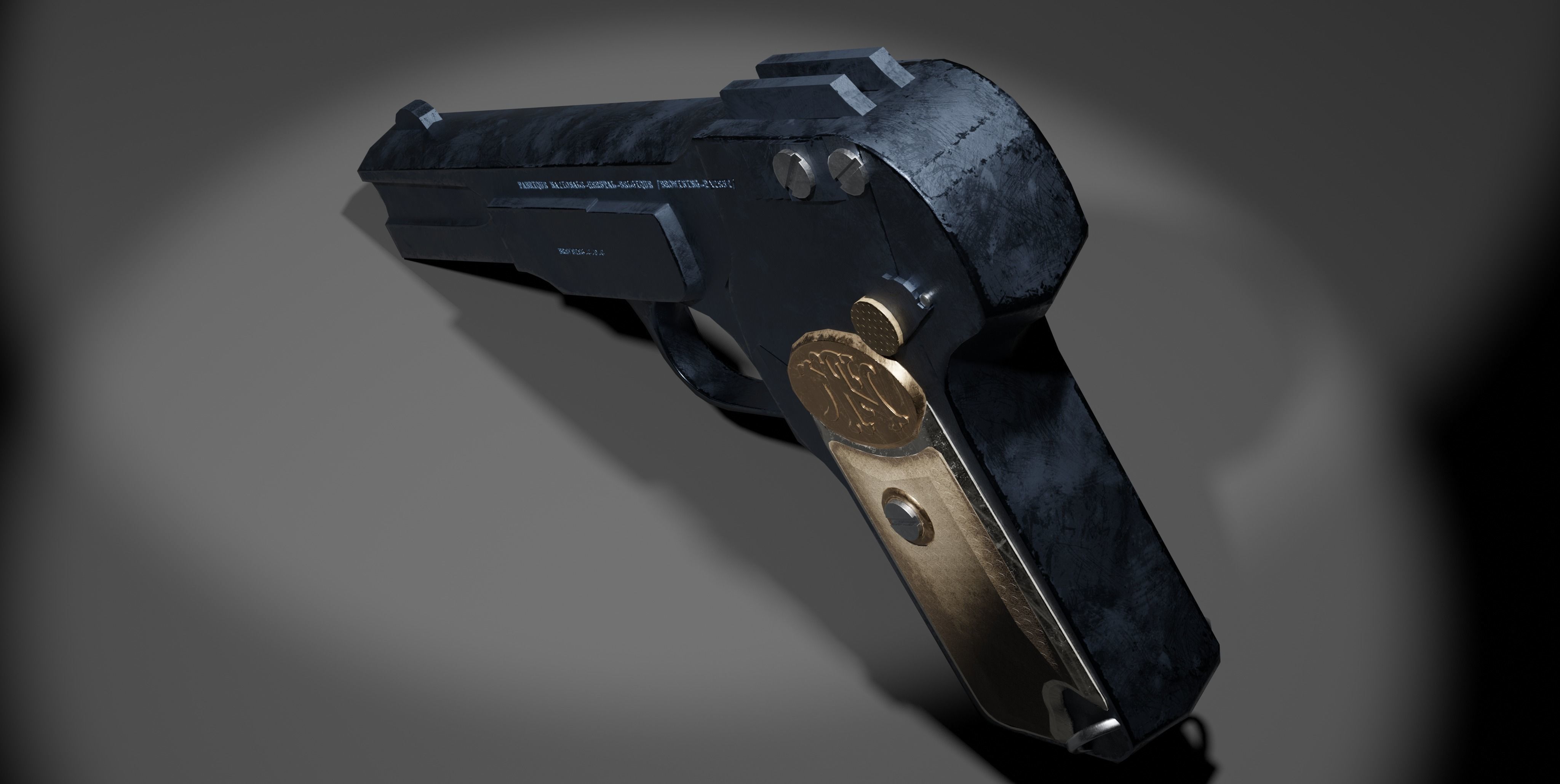 Browning FN M1900 Pistol Low-poly 3D model_6