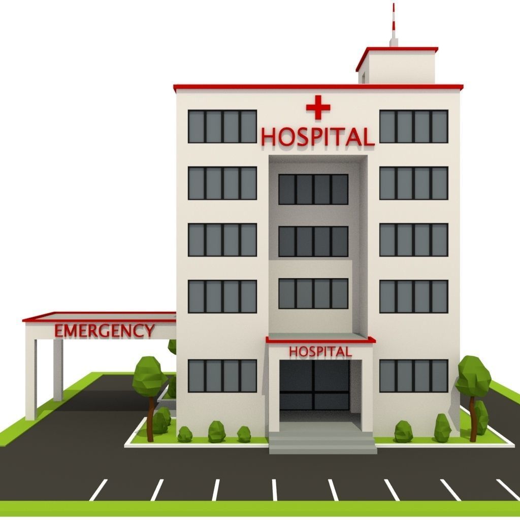 Isometric Cartoon Low Poly Hospital Building 3D model Low-poly 3D model_3