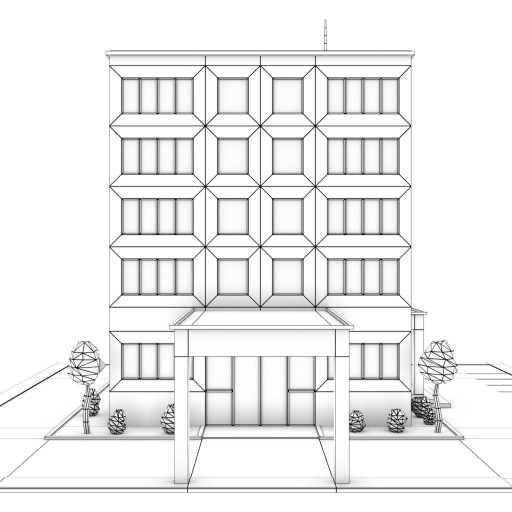 Isometric Cartoon Low Poly Hospital Building 3D model Low-poly 3D model_9