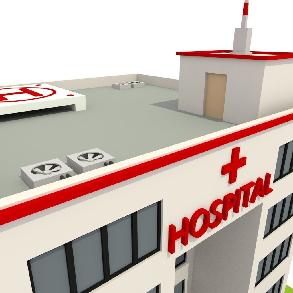 Isometric Cartoon Low Poly Hospital Building 3D model Low-poly 3D model_5