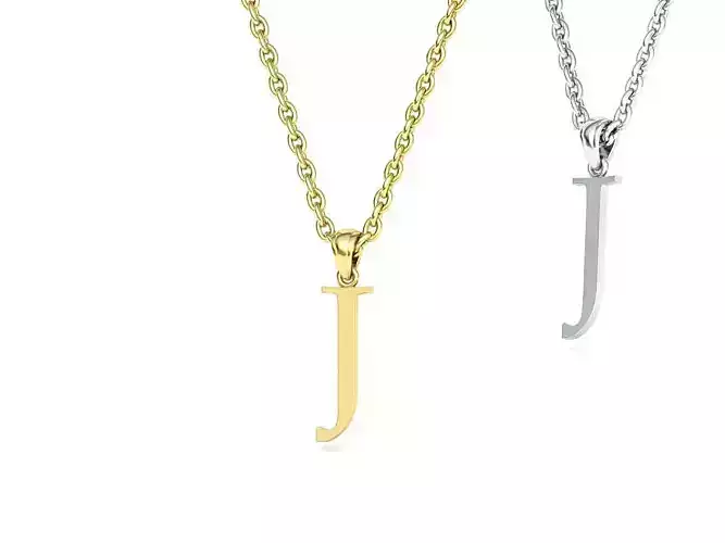 J INITIAL LETTER NECKLACE printable 3dmodel 3D print model