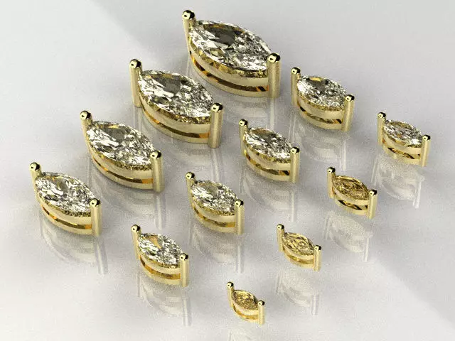 Head - bezel Marquise stone 12 part S00007 3D print model