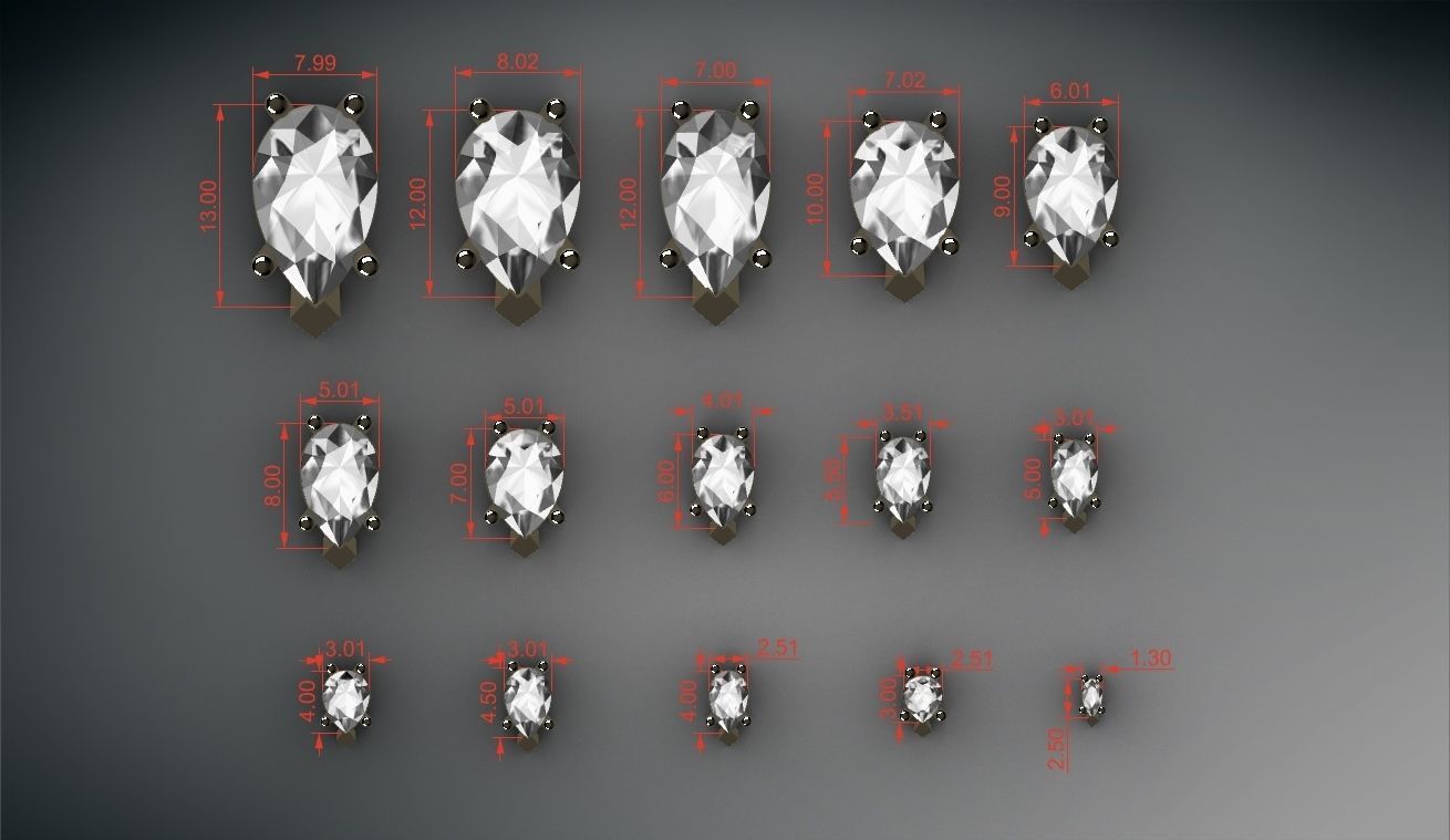 Head - bezel Pear  Marquise 99 part 3D Model Collection_39