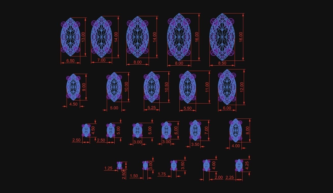 Head - bezel Pear  Marquise 99 part 3D Model Collection_25