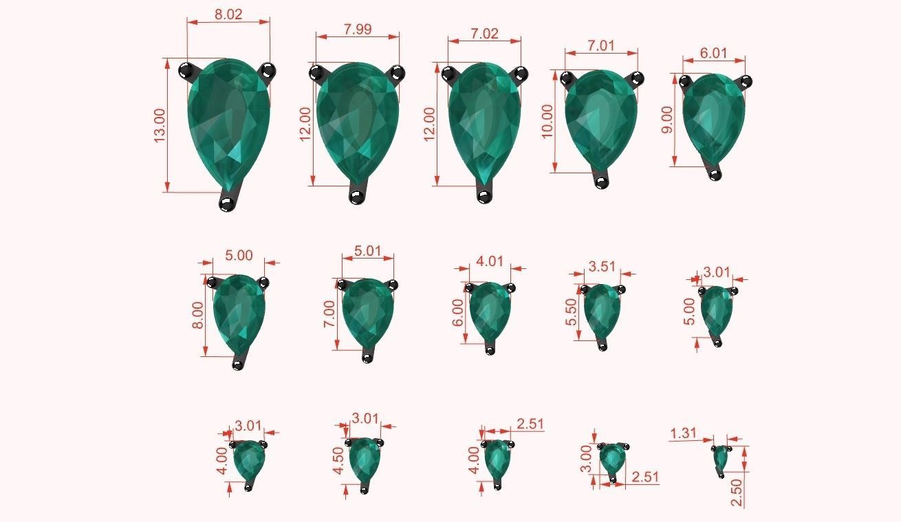 Head - bezel Pear  Marquise 99 part 3D Model Collection_28