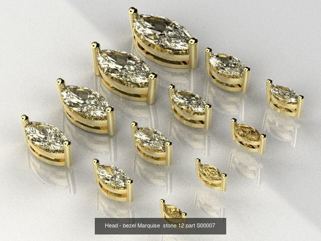 Head - bezel Pear  Marquise 99 part 3D Model Collection_6
