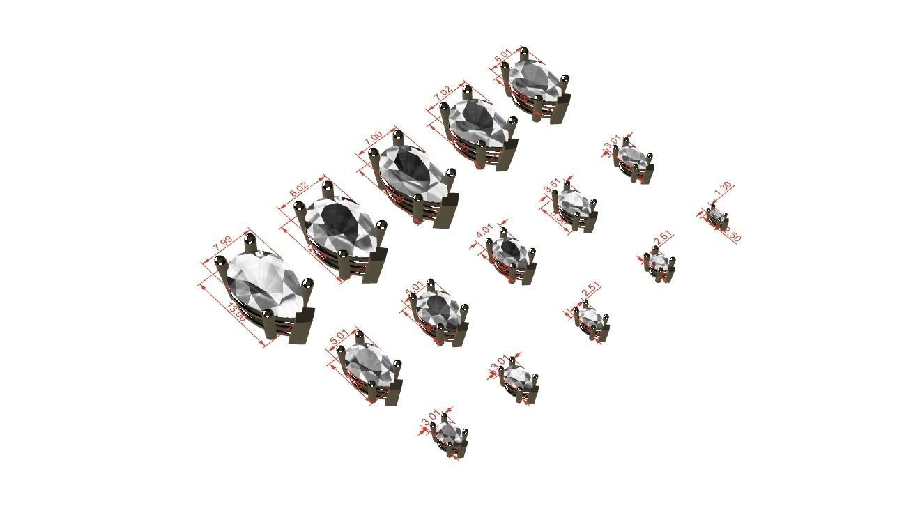 Head - bezel Pear  Marquise 99 part 3D Model Collection_34