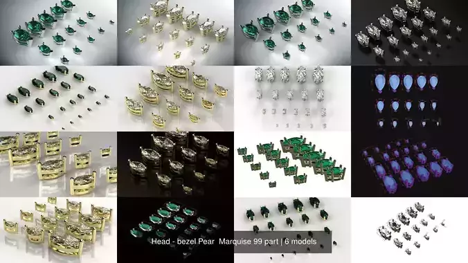 Head - bezel Pear  Marquise 99 part 3D Model Collection